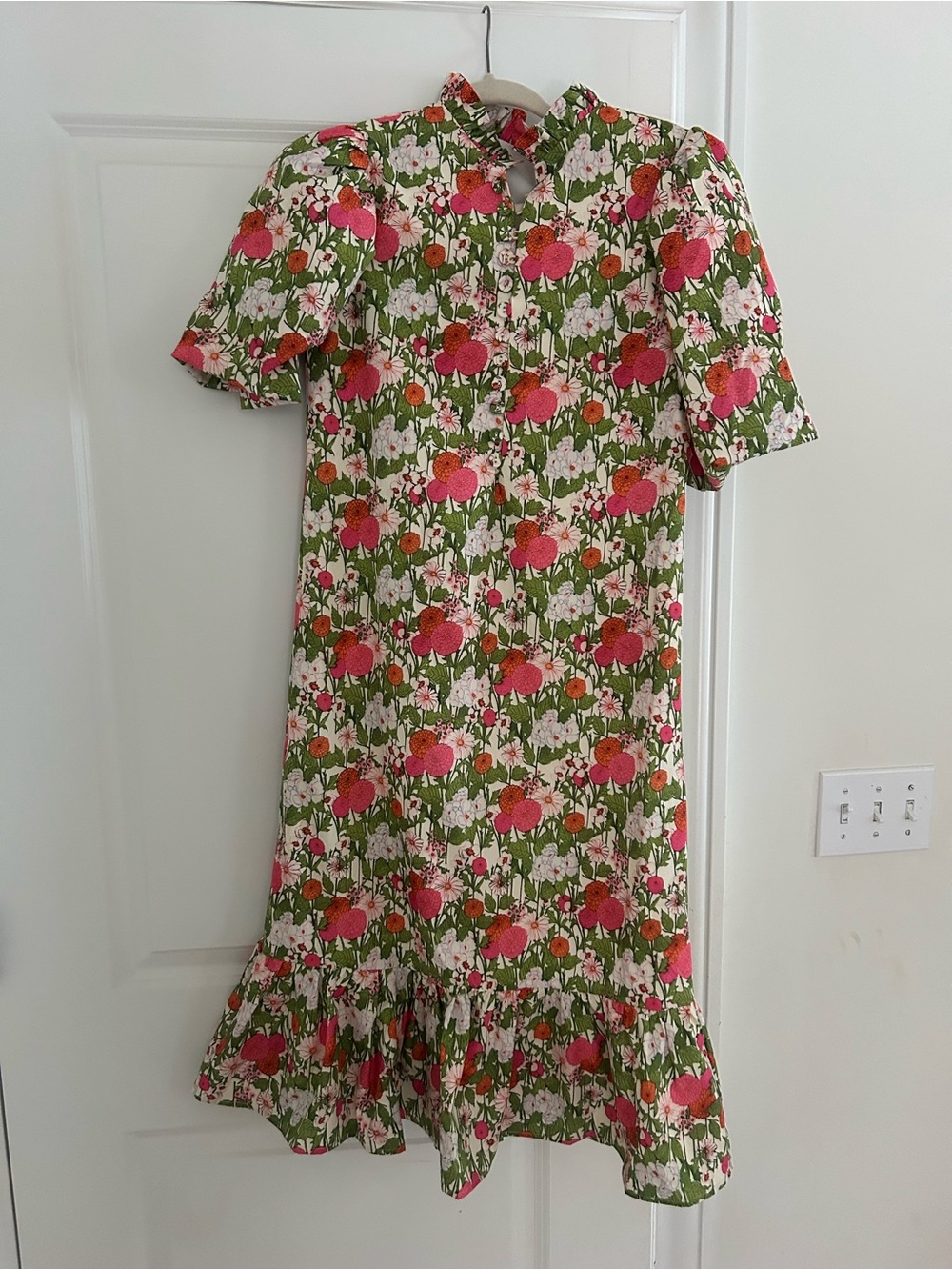 Tuckernuck inspired Floral Ruffled Hem Dress - Pink & Green